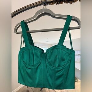 Alice + Olivia Satin Emerald Green Dress